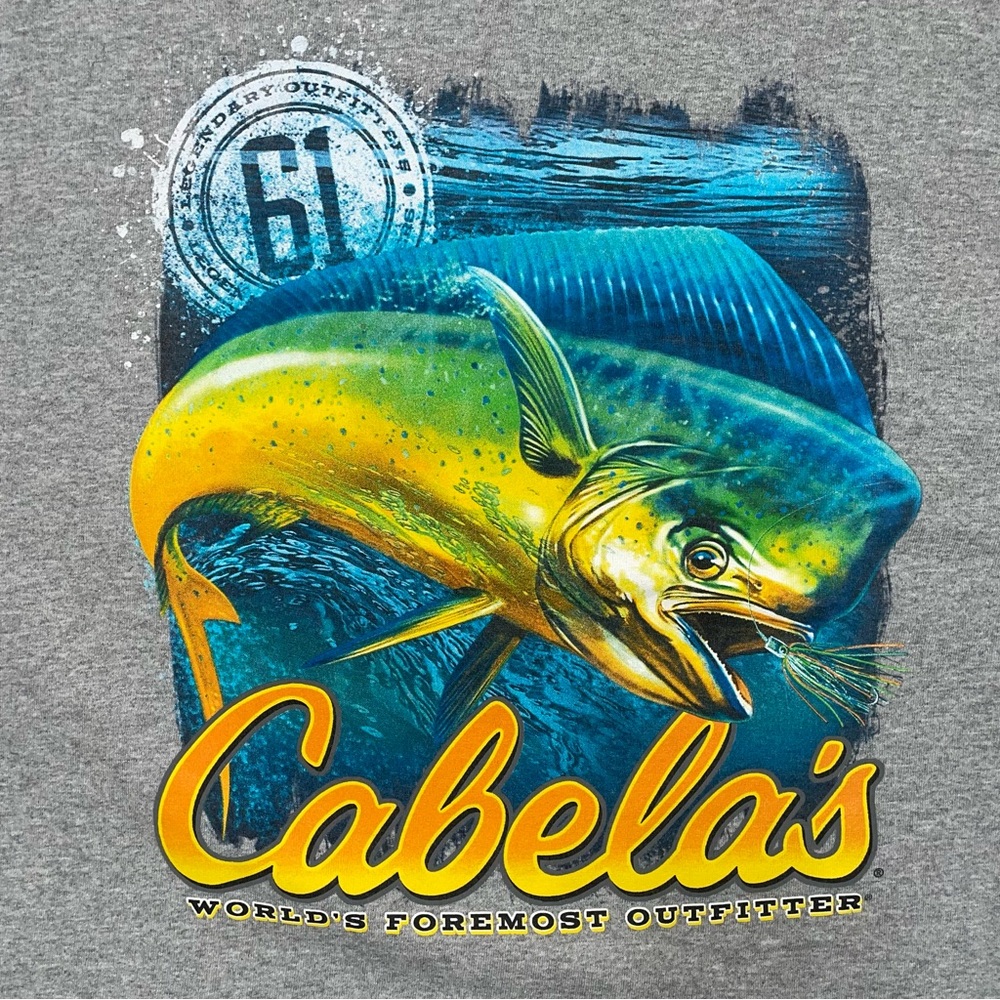 Cabela’s Gray Graphic Tees 2XL Duo Pack Fish Graphic Shirt Deer Outdoor - Picture 3 of 15